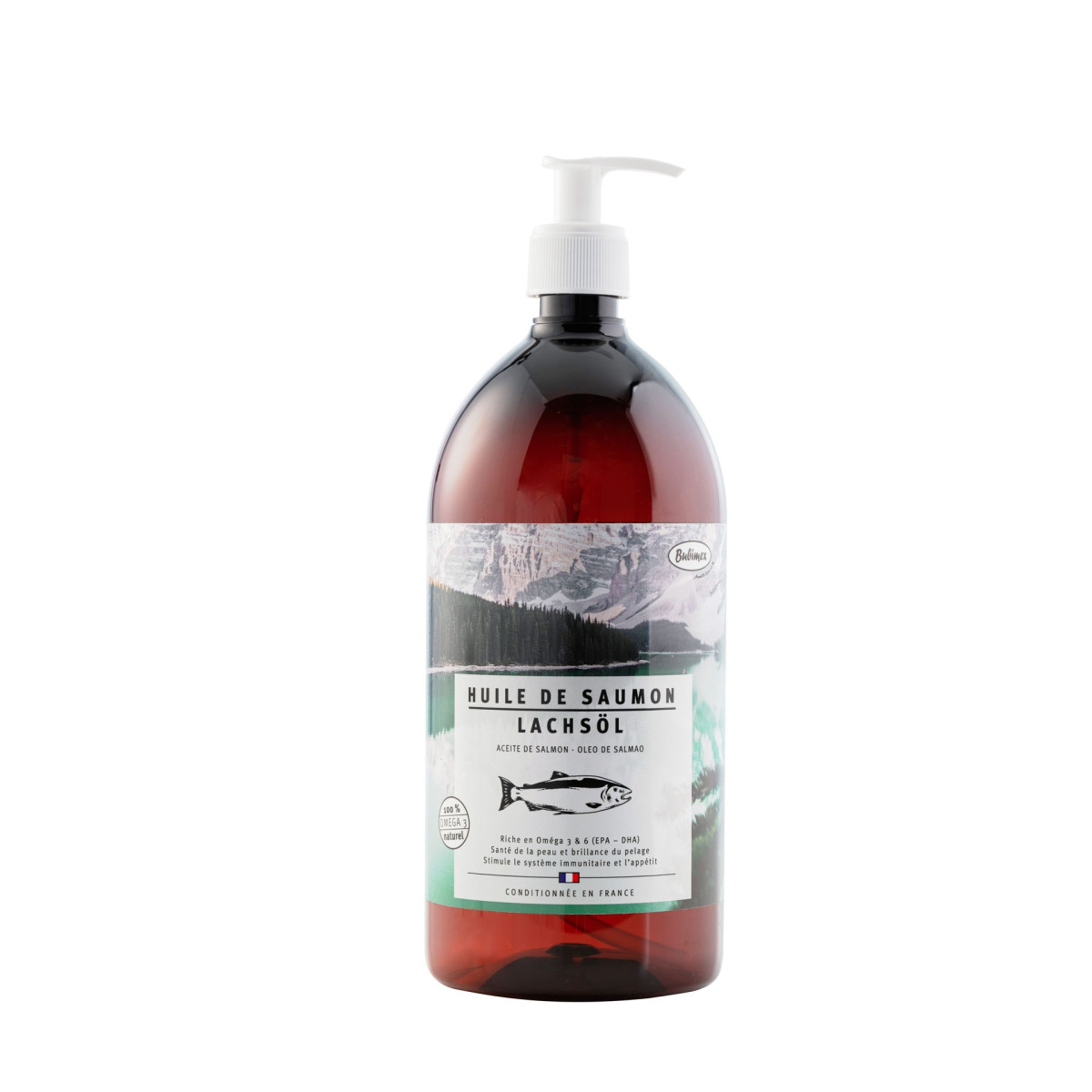 Huile de saumon Bubimex 1L : Soin peau & pelage pour chien et chat