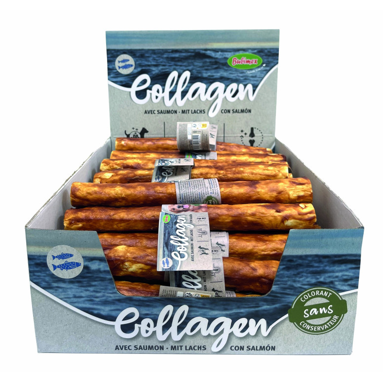 Bubimex : Sticks Collagène Saumon 25cm - Friandises Dentaires Chien