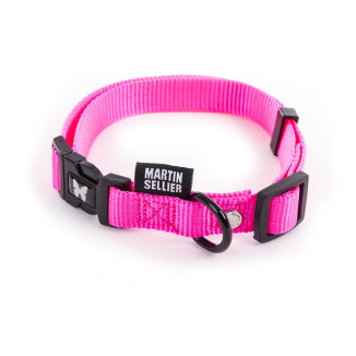 Collier Martin Sellier réglable nylon rose fluo 20-40/55 pour chien et chat | DO&KA