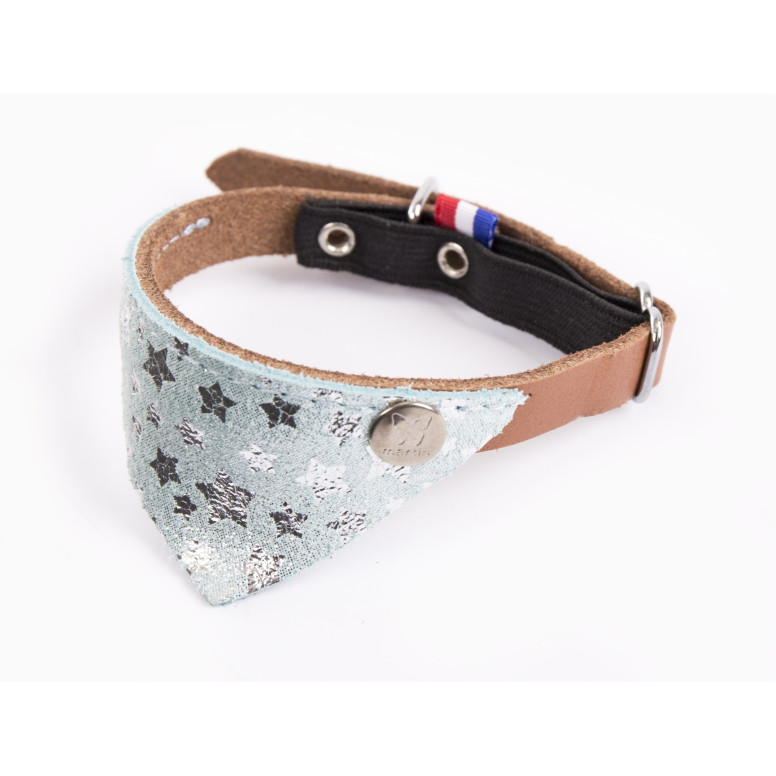 Collier chic Martin Sellier Miami bleu cognac (30 cm) pour chat