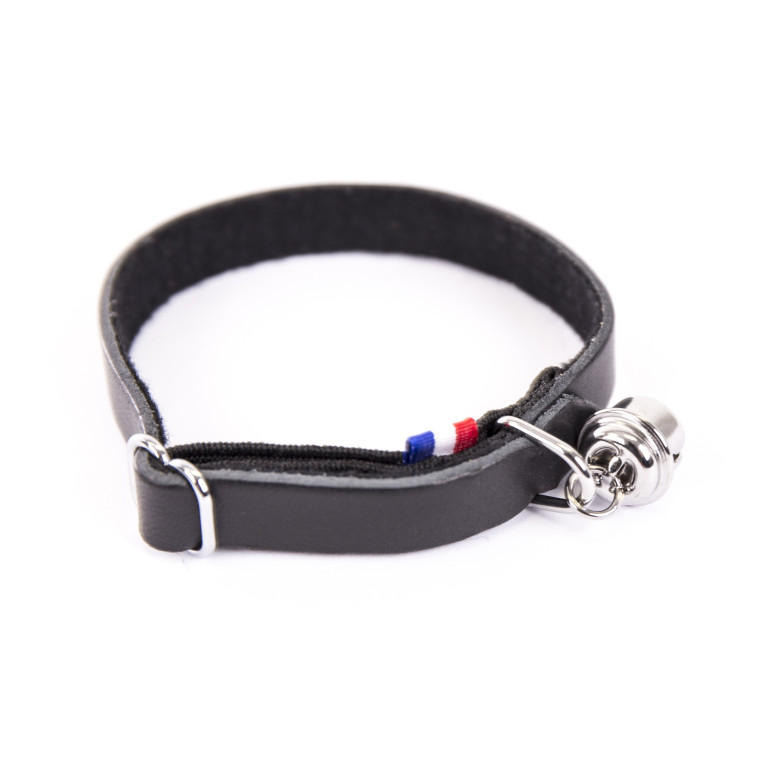 Collier confort Martin Sellier cuir feutrine noir pour chat