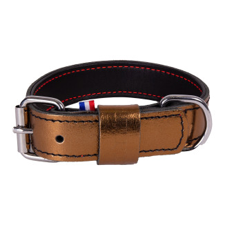 Collier confort Martin Sellier Dakota en cuir gris (25-45cm) pour chien