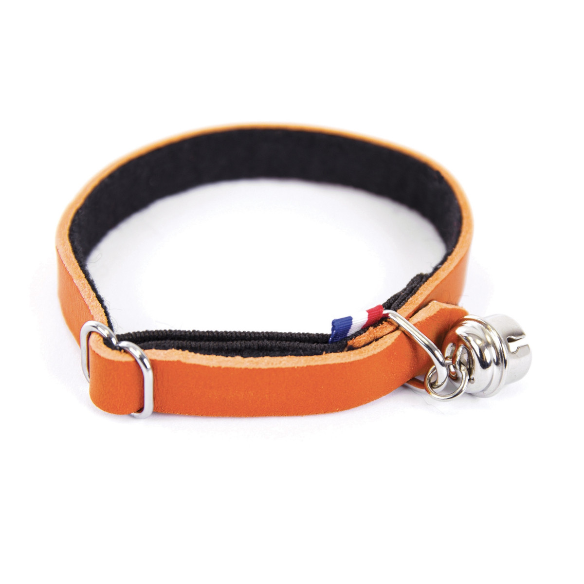 Collier confortable Martin Sellier en cuir orange feutrine pour chat