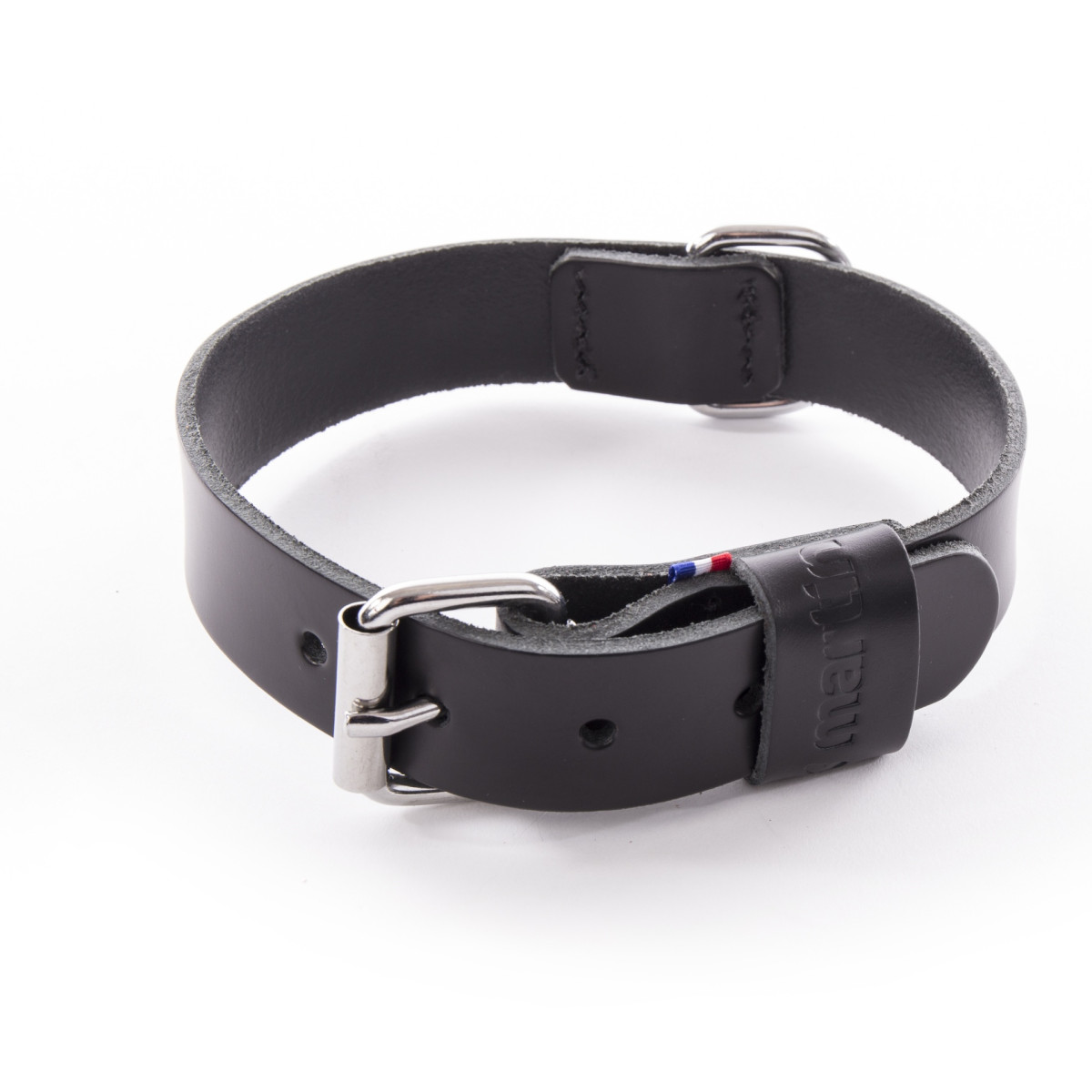 Collier Coupe Franc Martin Sellier en cuir noir (30-55cm) pour chien