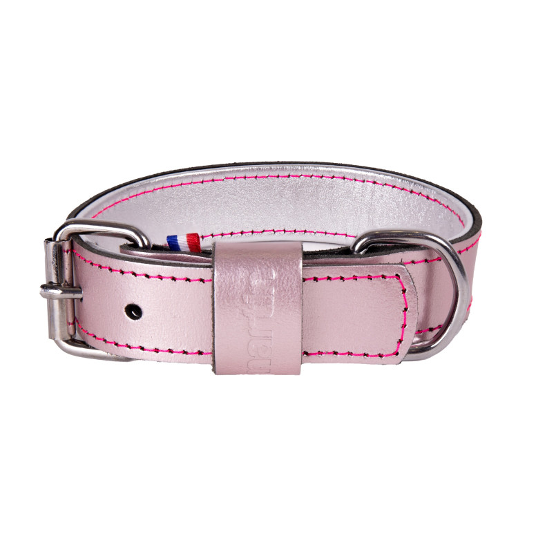 Collier en cuir Dakota Martin Sellier parme clair (35-60cm) pour chien