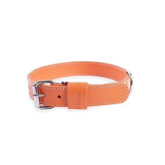Collier Martin Sellier double épaisseur cuir pleine fleur orange 35/75cm pour chien et chat | DO&KA