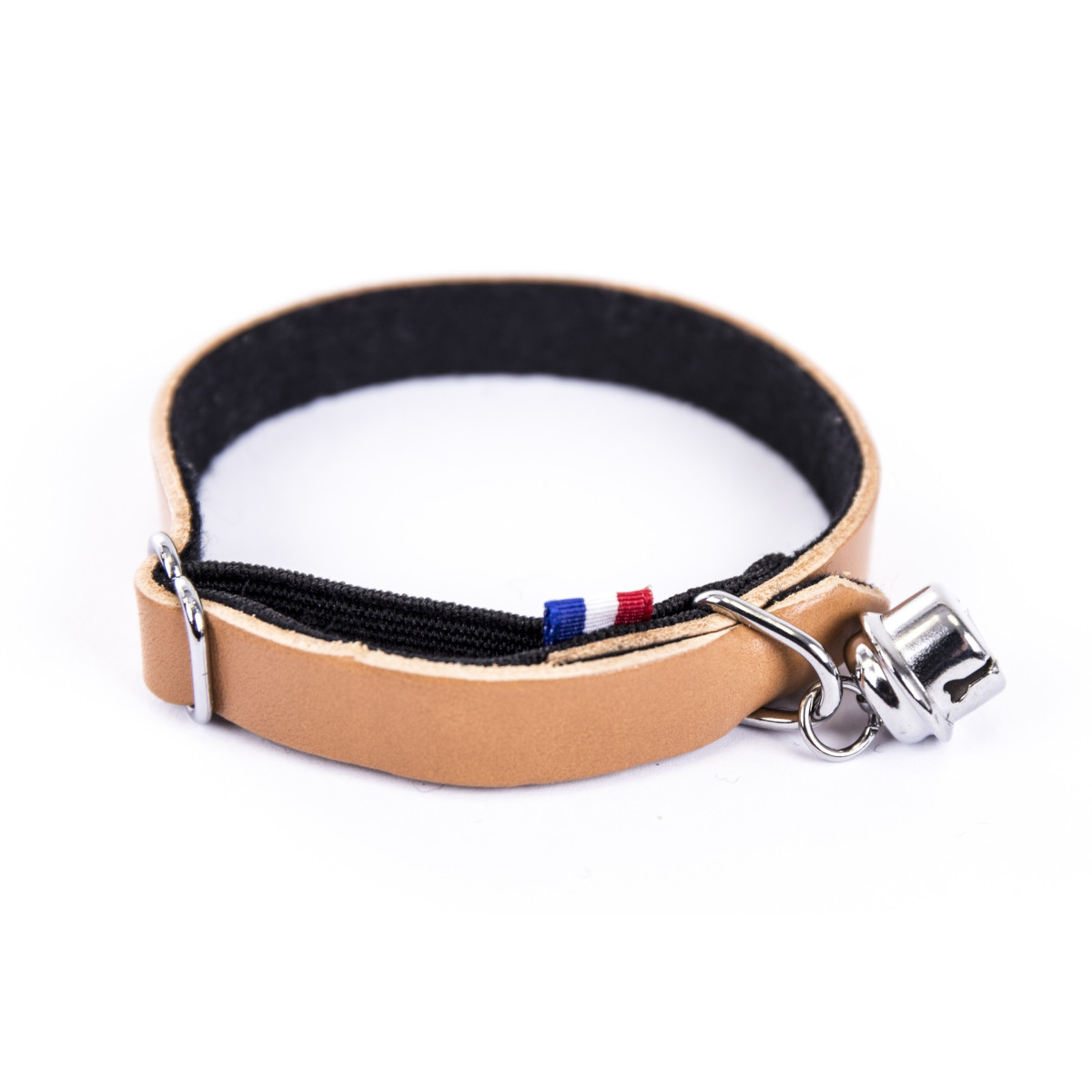 Collier en cuir feutrine Martin Sellier naturel pour chat