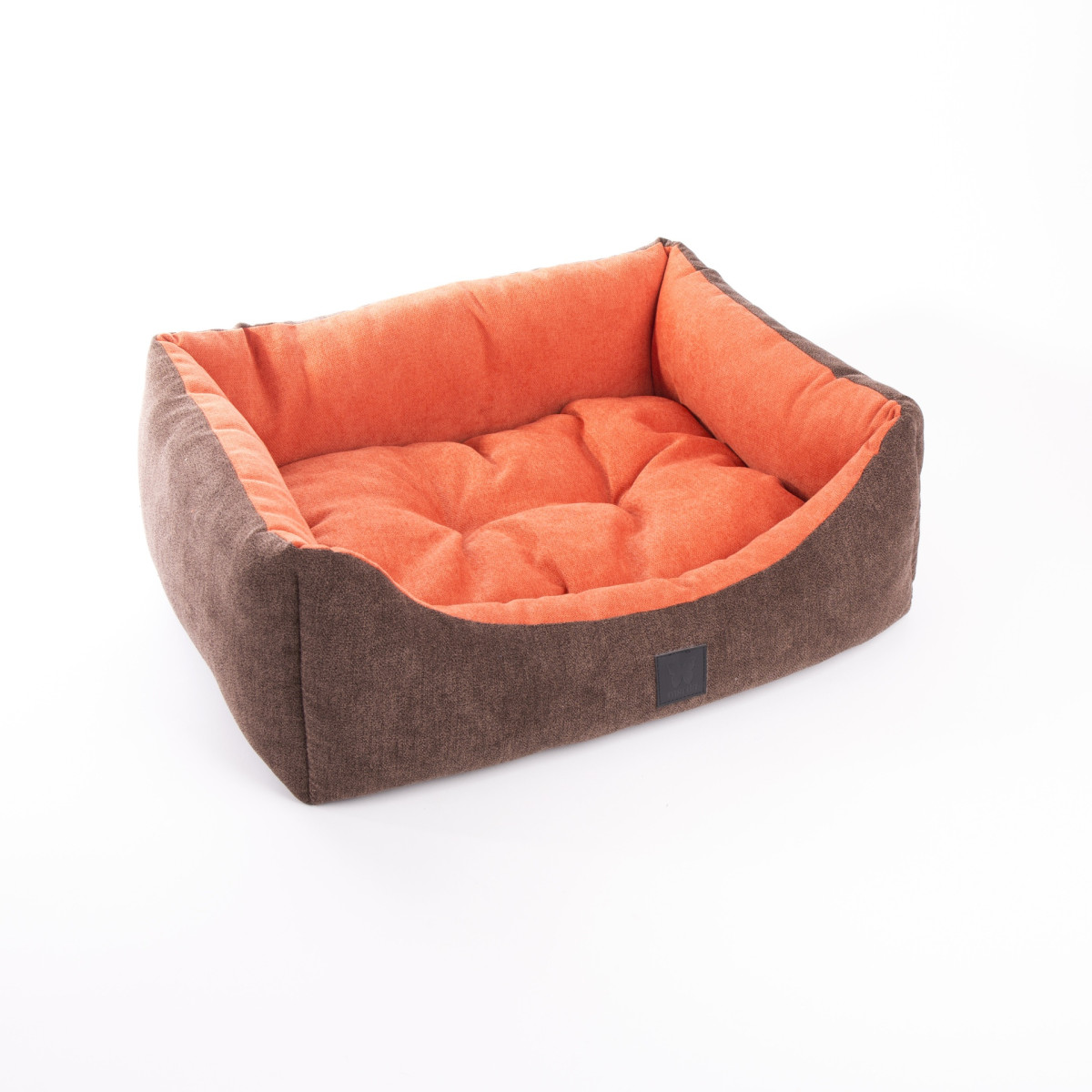 Corbeille chic Domino Martin Sellier suédine orange (60x45cm) pour chien