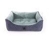 Corbeille Domino Martin Sellier suédine bleue (100x80cm) pour chien