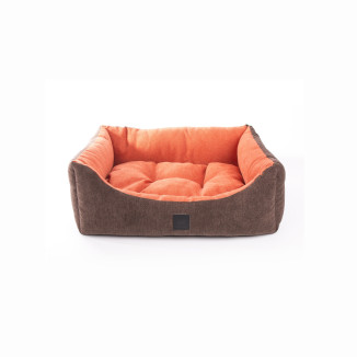 Corbeille Domino Martin sellier suédine orange (80x65cm) pour chien