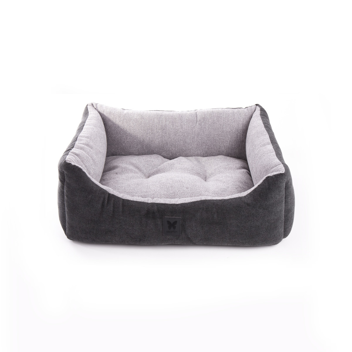 Corbeille douillette Martin Sellier Domino en suédine noir et gris (80x65cm) pour chien
