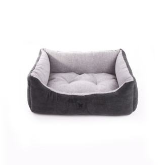 Corbeille douillette Martin Sellier Domino en suédine noir et gris (80x65cm) pour chien