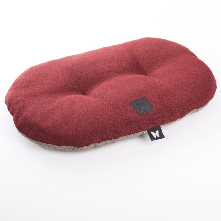 Coussin ovale confort Martin Sellier ouatine rouge et gris (45cm) pour chien et chat