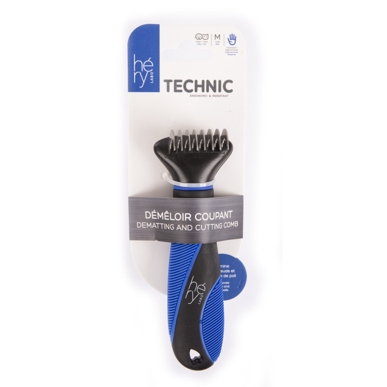 Démêloir HERY ergonomique acier inox - Idéal chien & chat