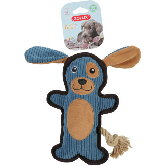 Jouet Buddy Zolux - Peluche chien bleu crissant et sifflet pour chien
