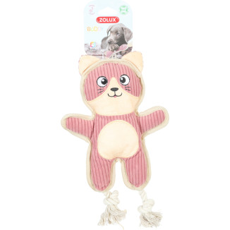 Peluche Buddy Zolux chat rose : jouet écolo et résistant pour chien