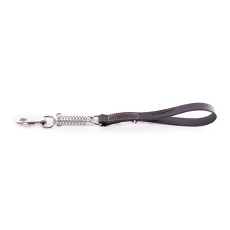 Laisse amortisseur en cuir Martin Sellier noire (25/50cm) pour chien