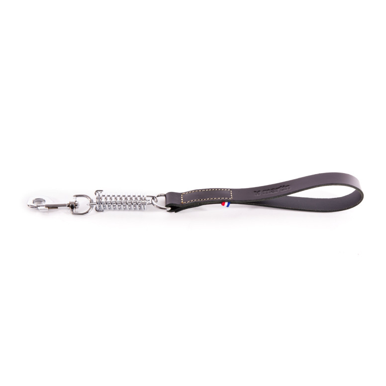 Laisse amortisseur en cuir Martin Sellier noire (25/50cm) pour chien