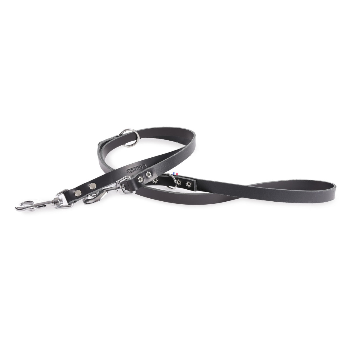 Laisse de dressage 3 points Martin Sellier nylon noir pour chien