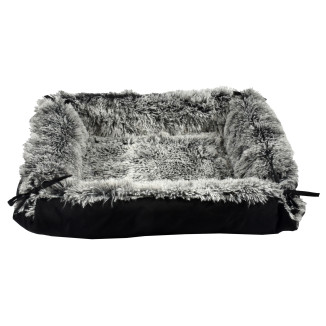 Lit Croci Multirelax noir : confort 2-en-1 pour chat, lavable, 75x56cm