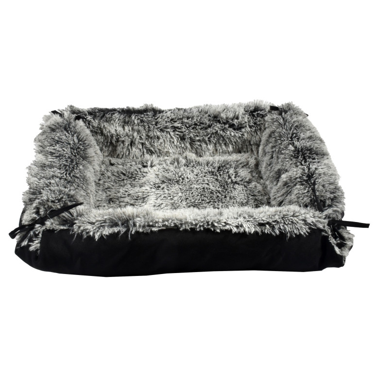 Lit Croci Multirelax noir : confort 2-en-1 pour chat, lavable, 75x56cm