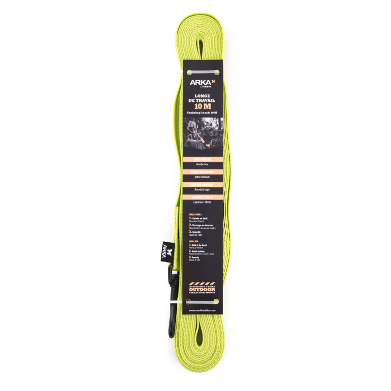 Longe de travail en nylon Martin Sellier vert citron (20mm - 10m) pour chien