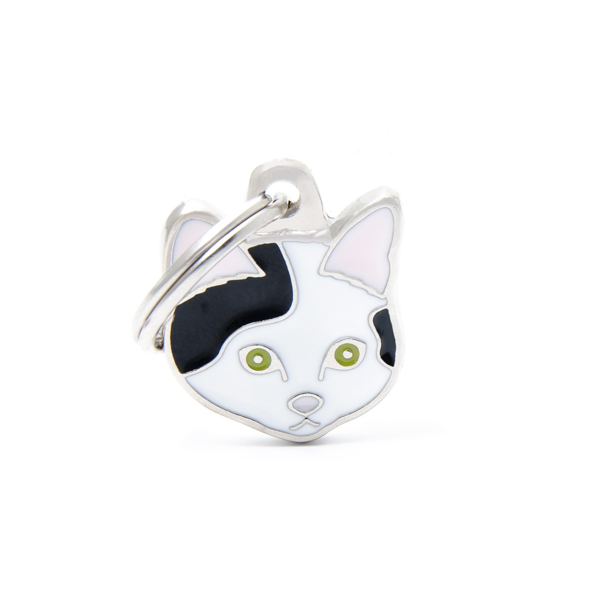 Médaille chat blanc/noir MyFamily - Design italien, gravure sur mesure