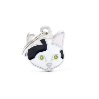Médaille chat blanc/noir MyFamily - Design italien, gravure sur mesure