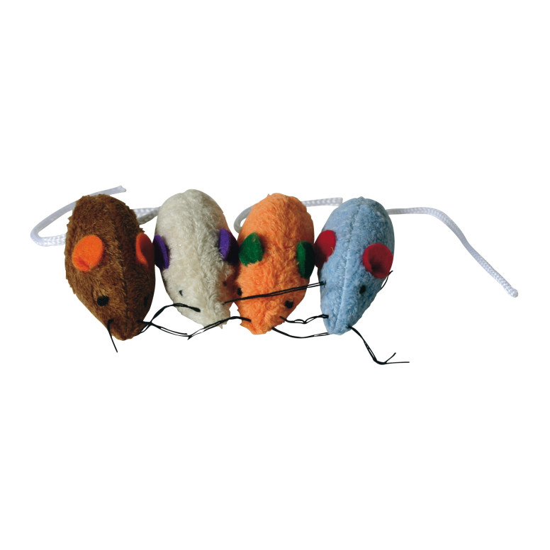 Pack de 4 jouets souris polaire enrichis au catnip Martin Sellier pour chat
