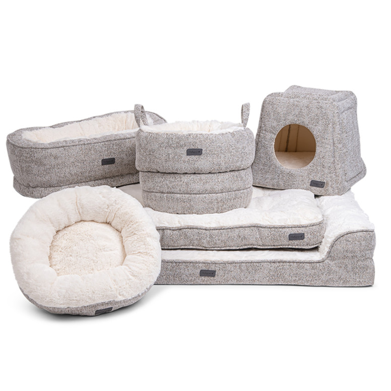 Panier Vadigran ovale Alys beige blanc 64x46x20cm pour chien | DO&KA