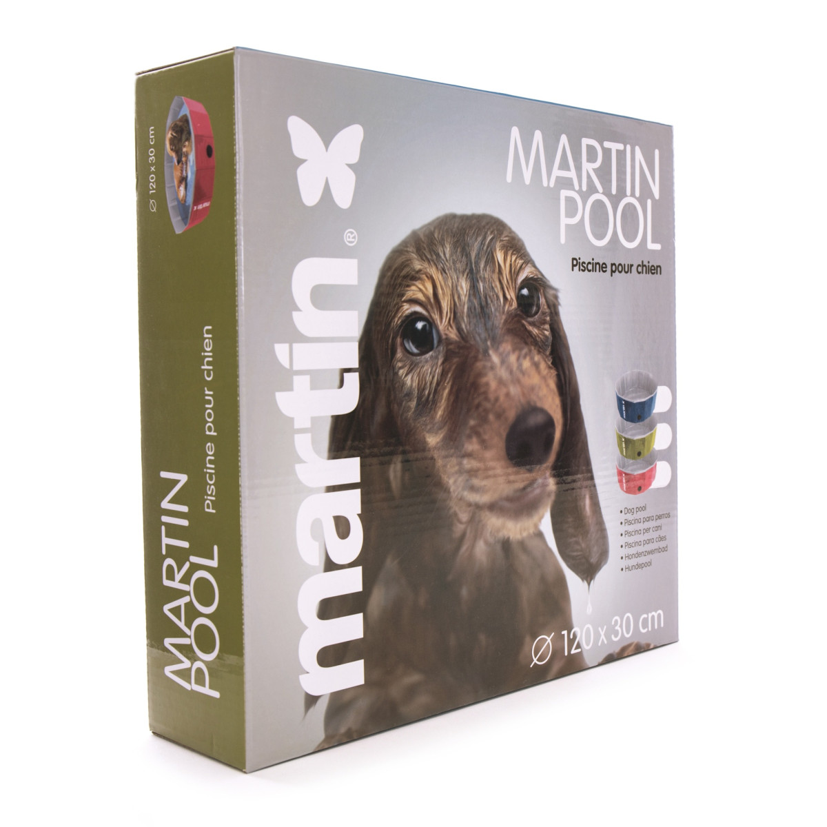 Piscine aquatique rouge Martin Sellier robuste (120x30cm) pour chien