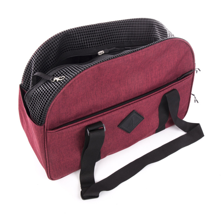 Sac de transport Croisette Martin sellier rouge (48cm) pour chien