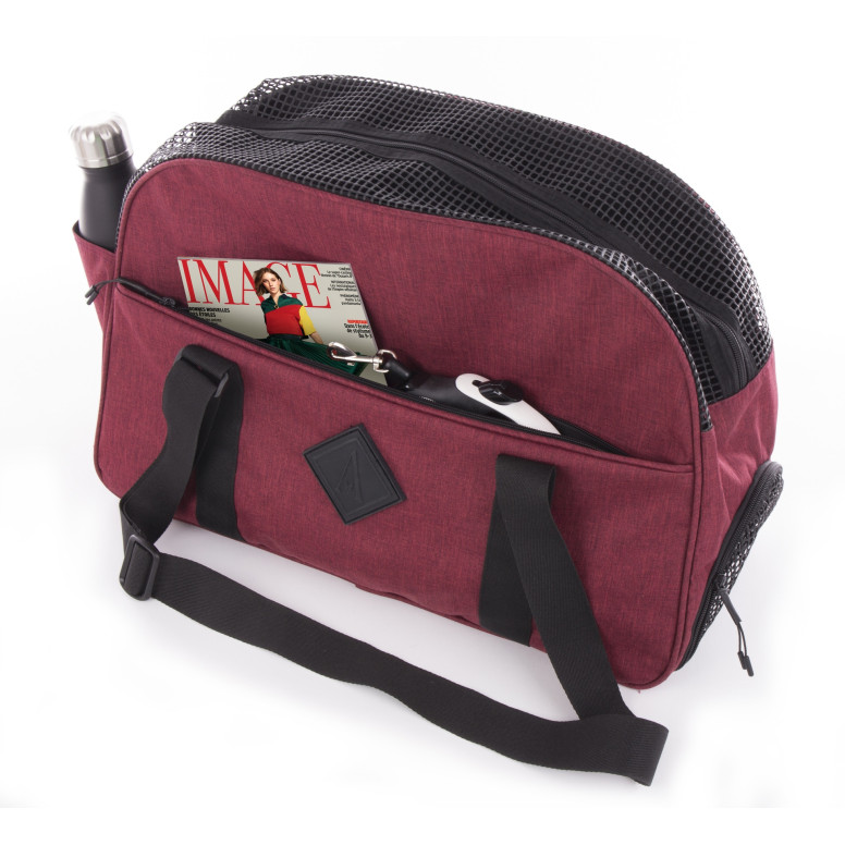 Sac de transport Croisette Martin sellier rouge (48cm) pour chien