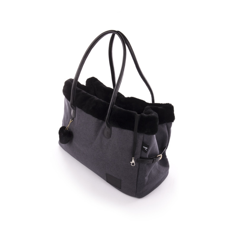 Sac de transport élégant Martin Sellier Faubourg gris pour chien et chat