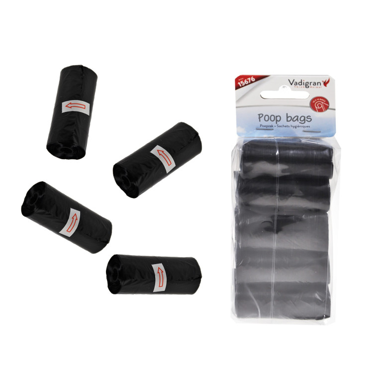 Sachets hygiéniques Vadigran noirs 10 rouleaux pour chien | DO&KA