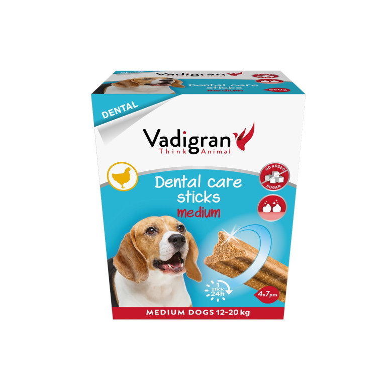 Vadigran Friandise pour chien dental care sticks taille M 560g 12cm | DO&KA