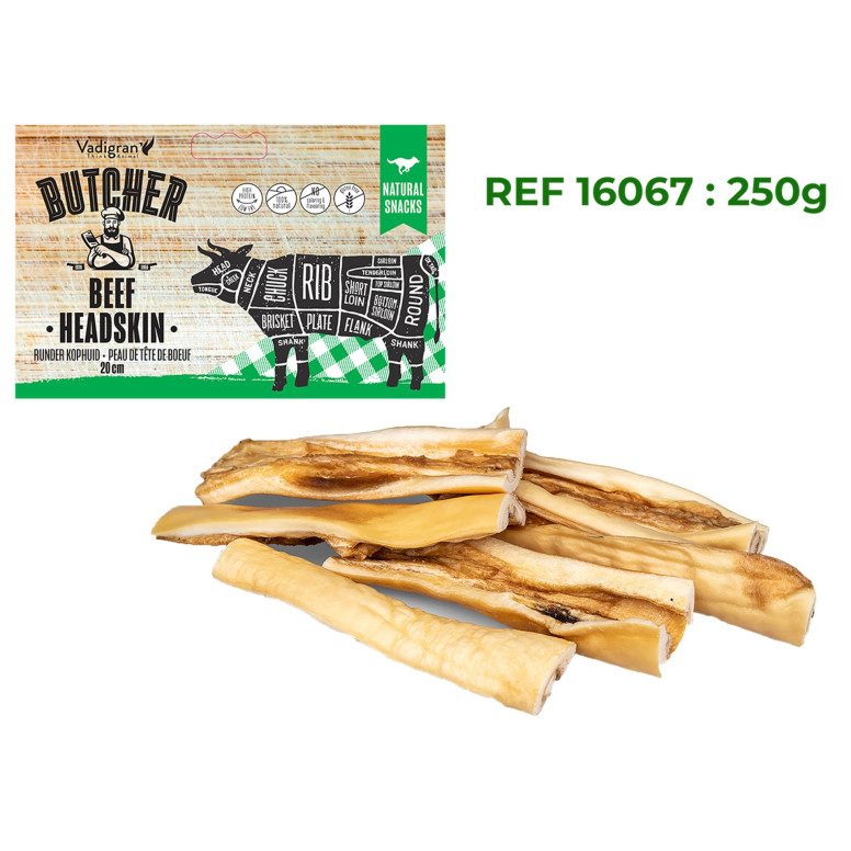 Vadigran Friandise pour chien peau de tête de boeuf 20cm 250g | DO&KA