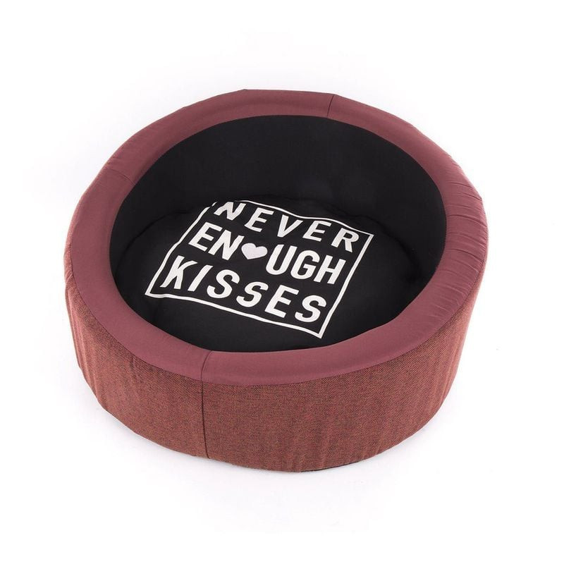 Panier rond rouge pour animal avec bord en mousse épaisse et coussin amovible de Martin Sellier, tai