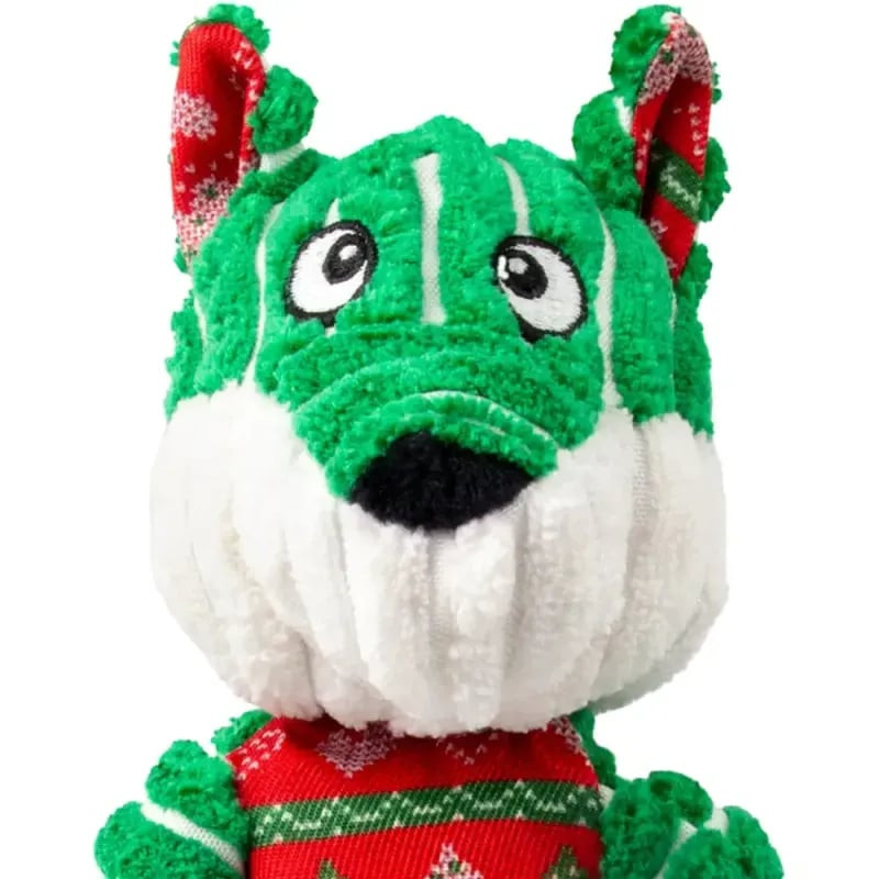 Détail en gros plan - KONG Holiday Floppy Knots Fox - nœud et tissu texturé pour stimulation sensori