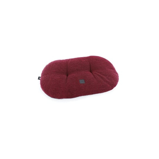 Red and grey oval quilted pet cushion from Martin Sellier, size 61 cm, displayed alone on a white ba
