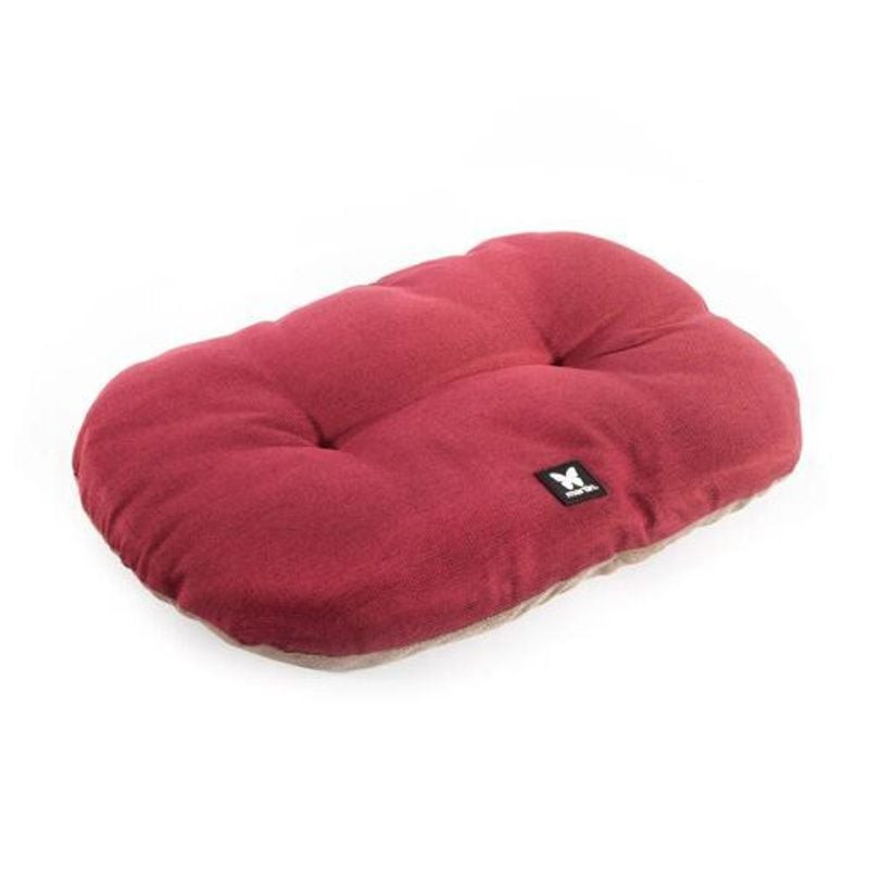 Coussin ovale Martin Sellier rouge et gris pour chien et chat, tissu doux avec rembourrage