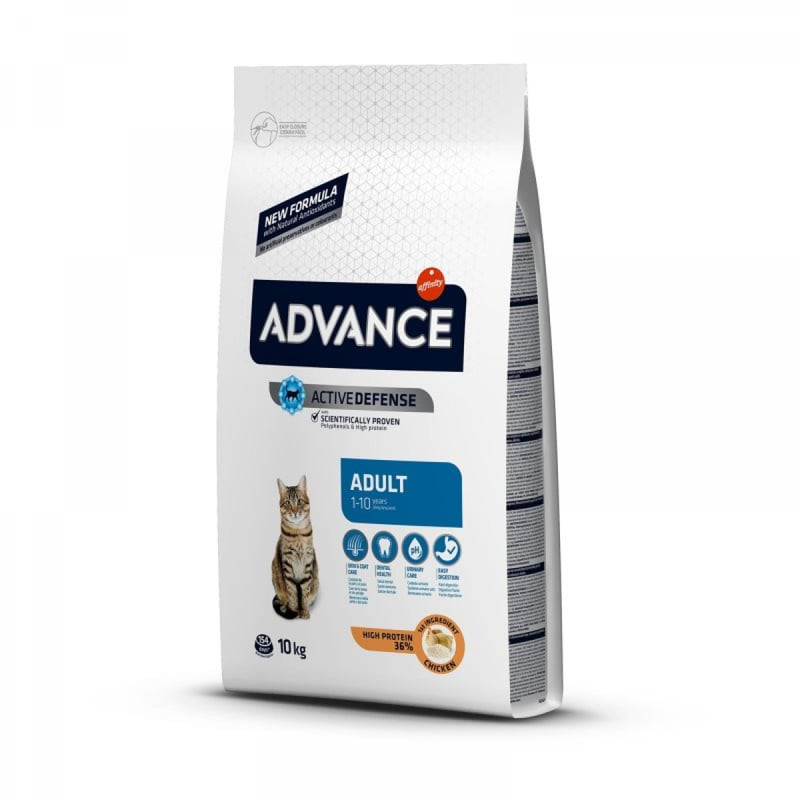 Packshot du sac de croquettes ADVANCE Adulte Poulet et Riz pour chats adultes de 1 à 10 ans.