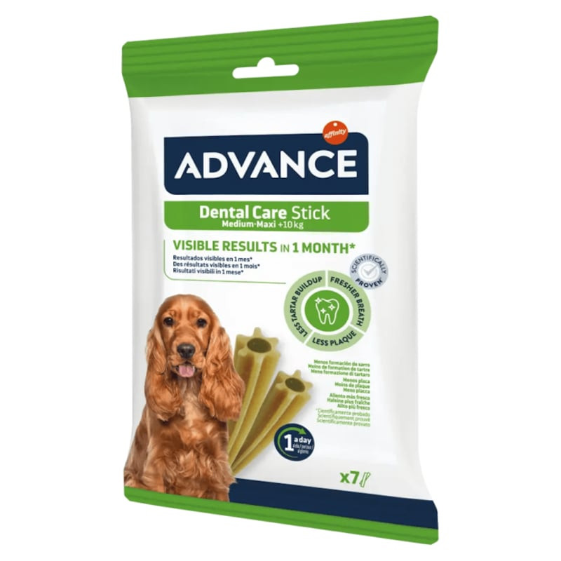 Packshot de bâtonnets ADVANCE Dental Care disposés pour montrer leur taille et forme.