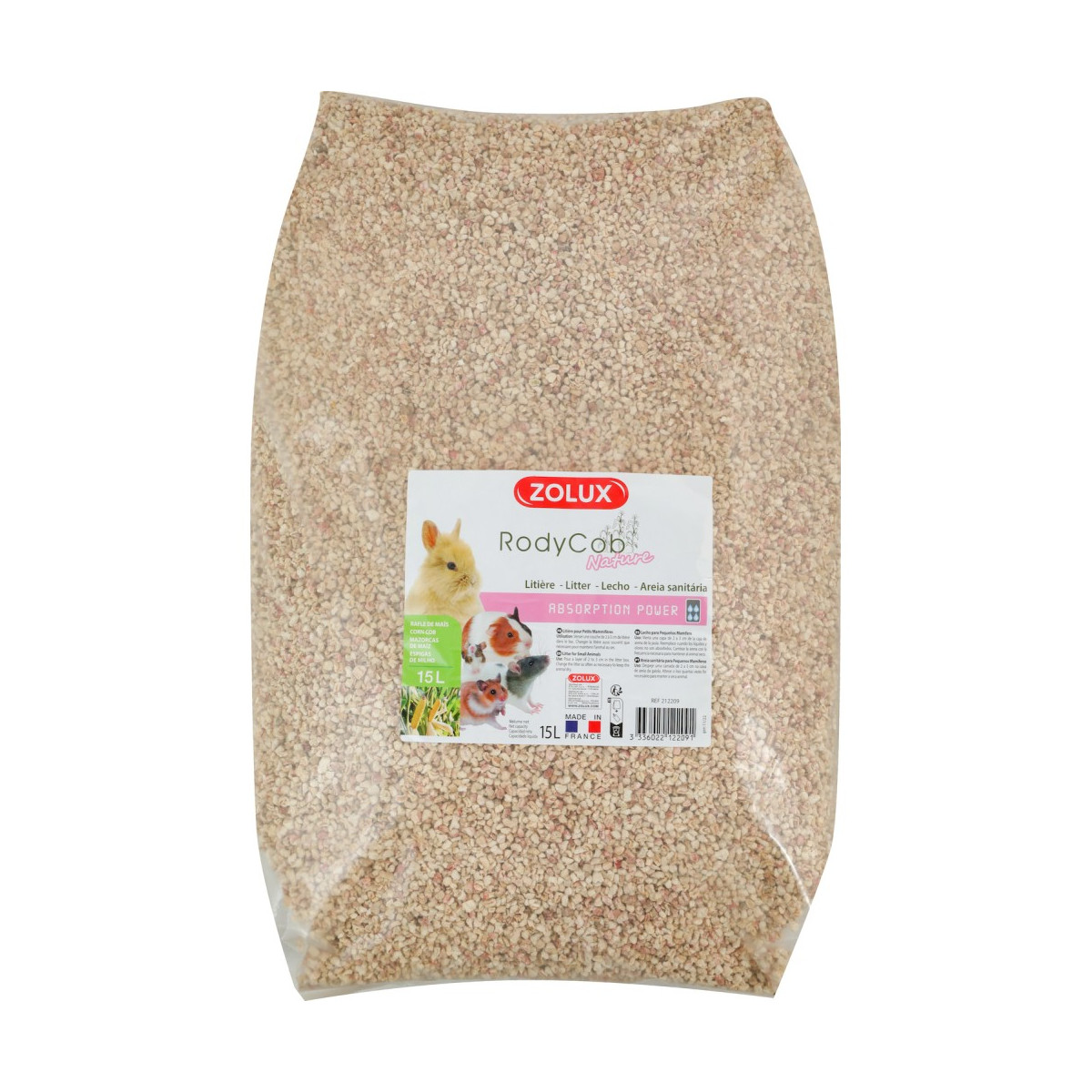 Litière Zolux Rodycob 15L - Maïs ultra-absorbant pour rongeurs