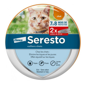 Seresto Collier Chat x2 - Protection antiparasitaire 7-8 mois