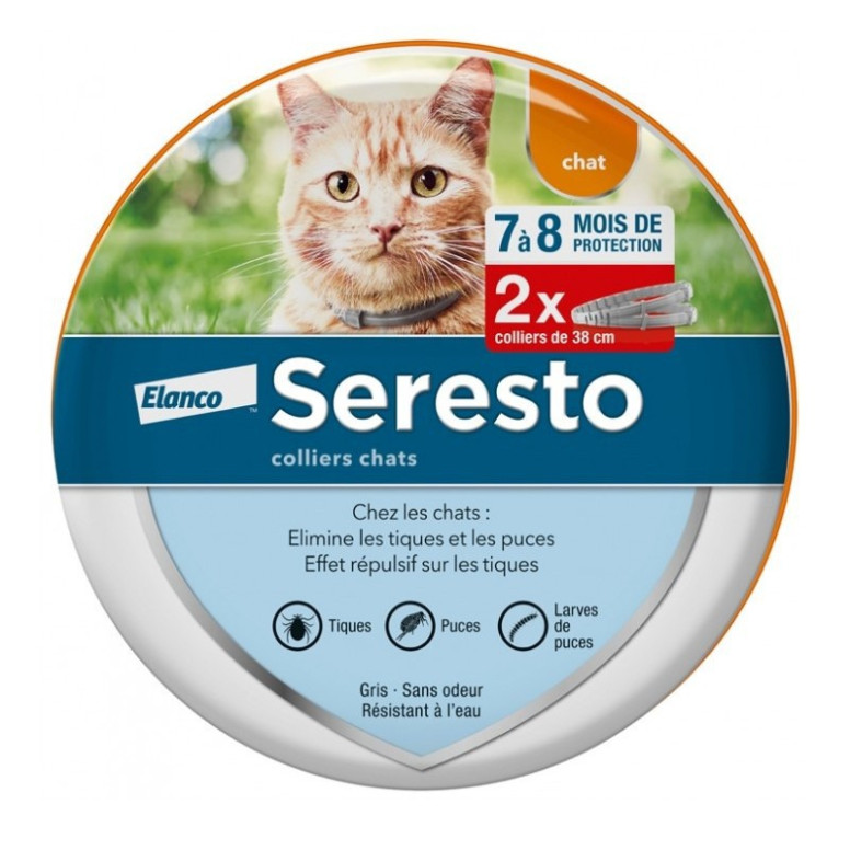 Seresto Collier Chat x2 - Protection antiparasitaire 7-8 mois