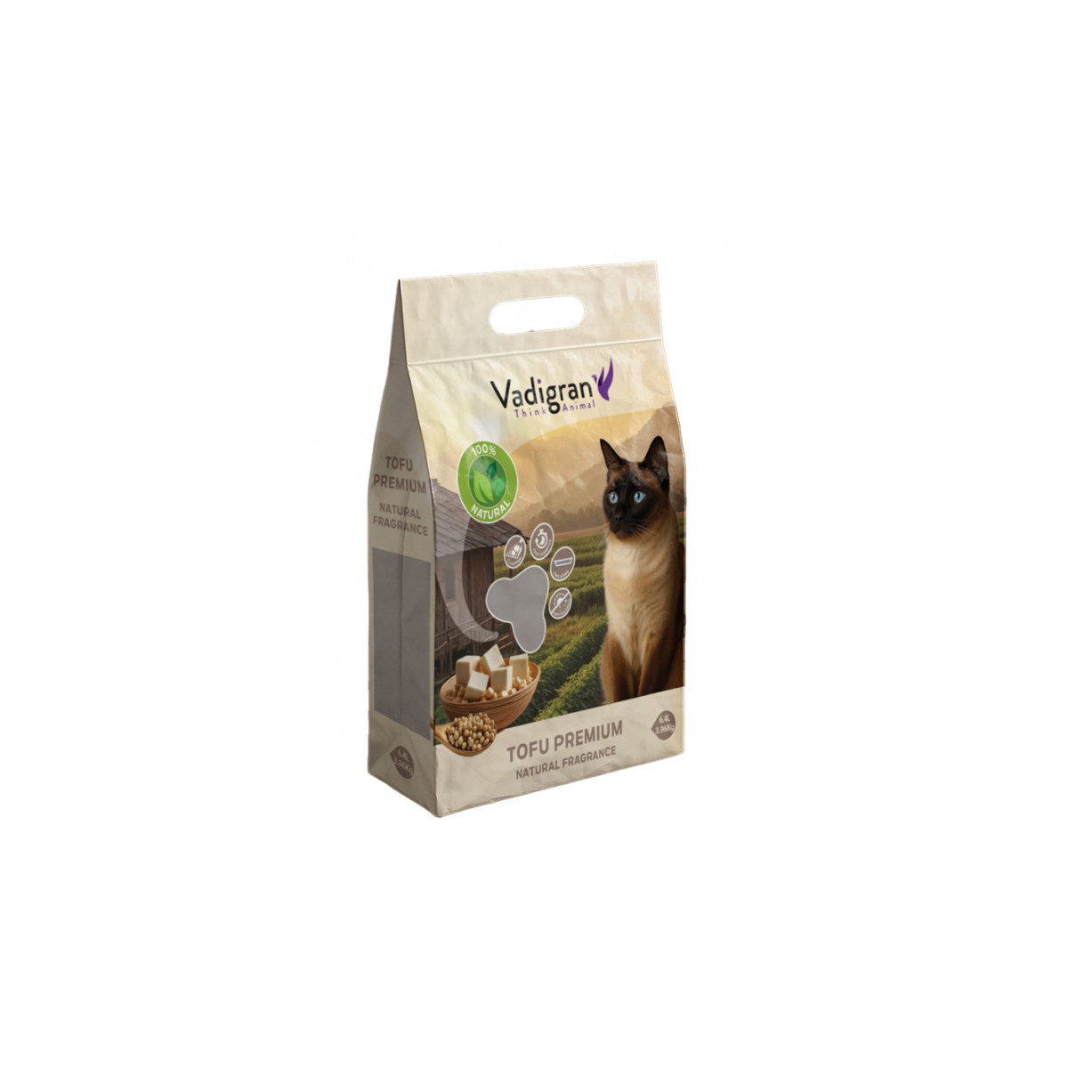 Litiere chat Vadigran 3,96kg - Naturelle, agglomérante et recyclable