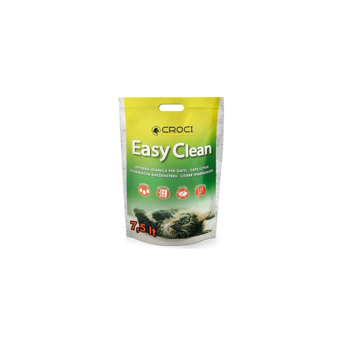 Litière CROCI Easy Clean : cristaux silicone 7,5L, anti-odeurs