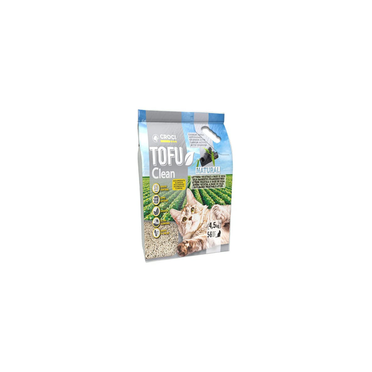 Litière Croci Tofu Charbon 4,5 kg : sans odeur ni poussière