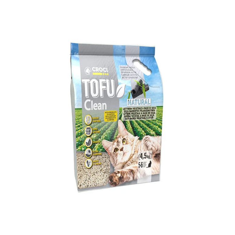 Litière Croci Tofu Charbon 4,5 kg : sans odeur ni poussière